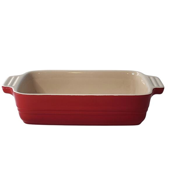 Le Creuset Red Stoneware Rectangle Baking Casserole Dish Pan 5 X 7 - Picture 1 of 5